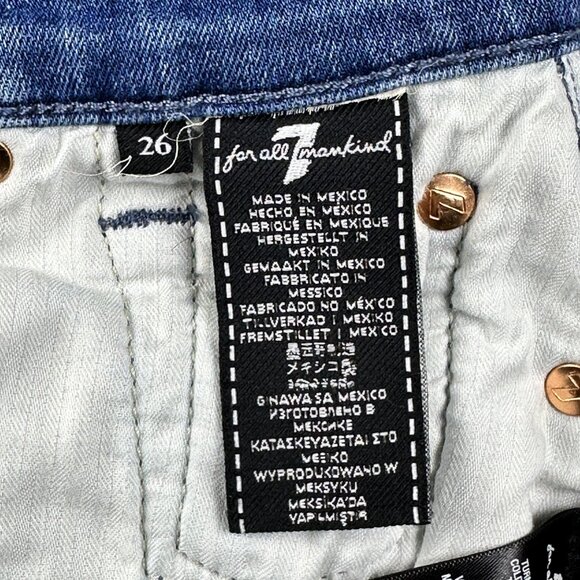 7 For All Mankind Womens Blue Denim Stretch Mini Skirt 26 Casual Wear Y2K Style - Picture 3 of 9